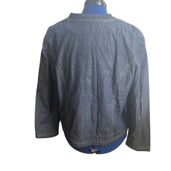 HANNAH Embellished Beaded Denim Jacket Ruffle Trim Size Medium Blue SEE DESCRIPT - Picture 3 of 9